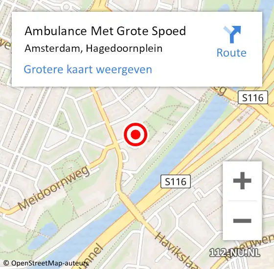 Locatie op kaart van de 112 melding: Ambulance Met Grote Spoed Naar Amsterdam, Hagedoornplein op 15 december 2017 22:11