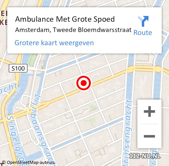 Locatie op kaart van de 112 melding: Ambulance Met Grote Spoed Naar Amsterdam, Tweede Bloemdwarsstraat op 15 december 2017 22:14