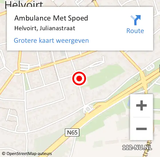 Locatie op kaart van de 112 melding: Ambulance Met Spoed Naar Helvoirt, Julianastraat op 15 december 2017 22:53