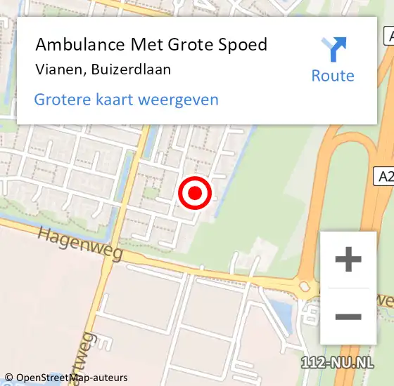 Locatie op kaart van de 112 melding: Ambulance Met Grote Spoed Naar Vianen, Buizerdlaan op 15 december 2017 23:32