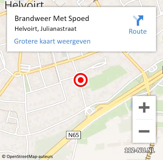 Locatie op kaart van de 112 melding: Brandweer Met Spoed Naar Helvoirt, Julianastraat op 15 december 2017 23:33