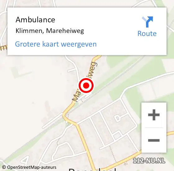 Locatie op kaart van de 112 melding: Ambulance Klimmen, Mareheiweg op 10 februari 2014 07:51