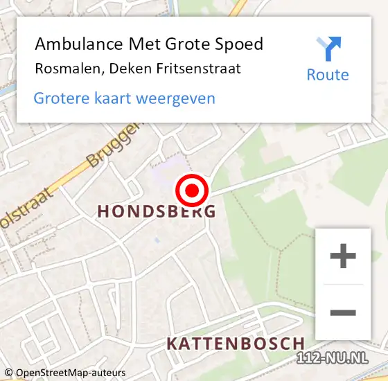 Locatie op kaart van de 112 melding: Ambulance Met Grote Spoed Naar Rosmalen, Deken Fritsenstraat op 16 december 2017 00:25