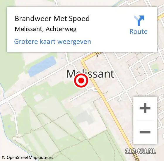 Locatie op kaart van de 112 melding: Brandweer Met Spoed Naar Melissant, Achterweg op 16 december 2017 01:37