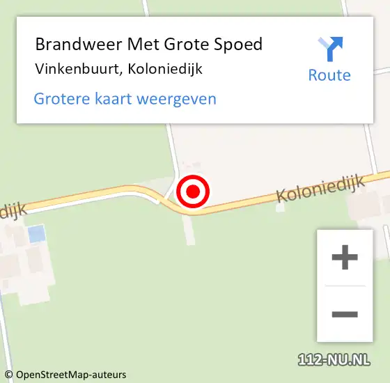 Locatie op kaart van de 112 melding: Brandweer Met Grote Spoed Naar Vinkenbuurt, Koloniedijk op 16 december 2017 01:46