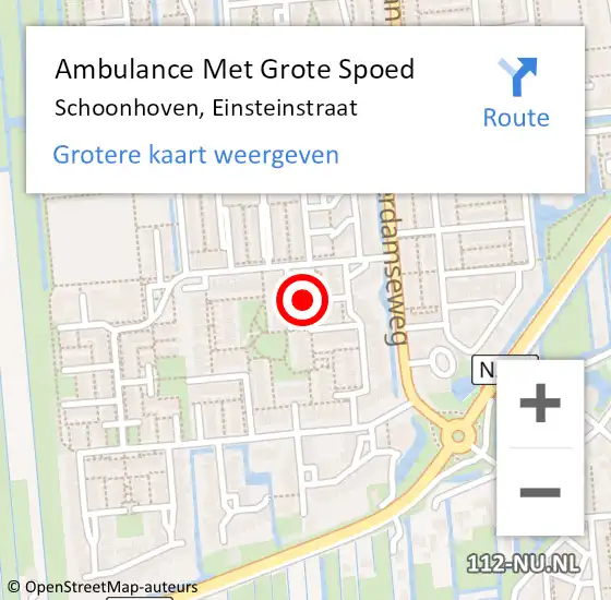 Locatie op kaart van de 112 melding: Ambulance Met Grote Spoed Naar Schoonhoven, Einsteinstraat op 16 december 2017 02:14