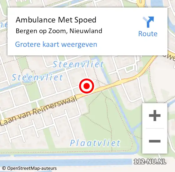 Locatie op kaart van de 112 melding: Ambulance Met Spoed Naar Bergen op Zoom, Nieuwland op 16 december 2017 03:32