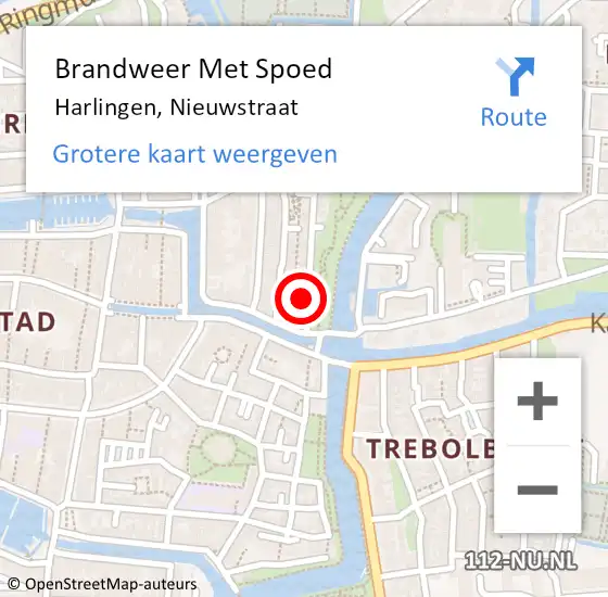 Locatie op kaart van de 112 melding: Brandweer Met Spoed Naar Harlingen, Nieuwstraat op 10 februari 2014 08:02