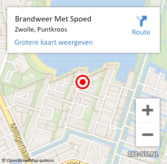 Locatie op kaart van de 112 melding: Brandweer Met Spoed Naar Zwolle, Puntkroos op 16 december 2017 05:27