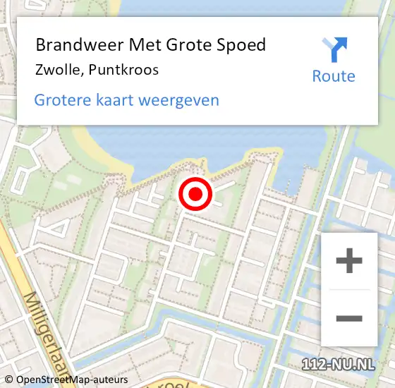 Locatie op kaart van de 112 melding: Brandweer Met Grote Spoed Naar Zwolle, Puntkroos op 16 december 2017 05:27