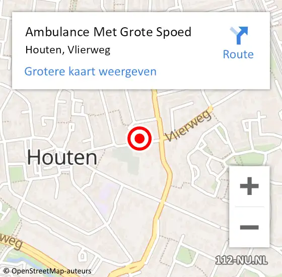 Locatie op kaart van de 112 melding: Ambulance Met Grote Spoed Naar Houten, Vlierweg op 16 december 2017 05:53