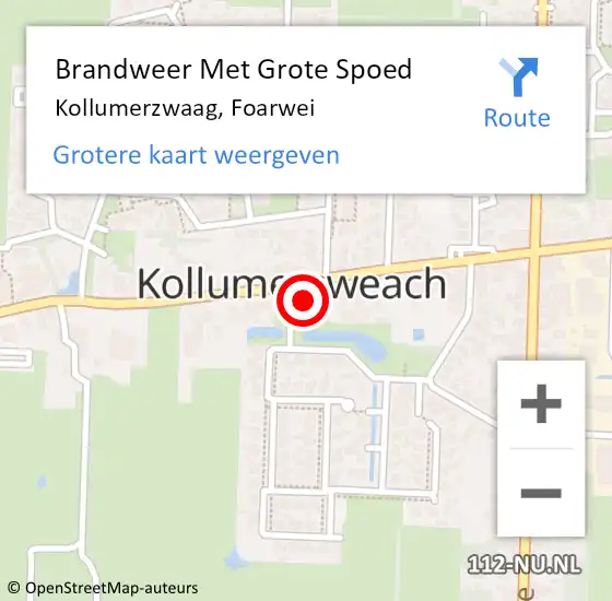 Locatie op kaart van de 112 melding: Brandweer Met Grote Spoed Naar Kollumerzwaag, Foarwei op 16 december 2017 07:11