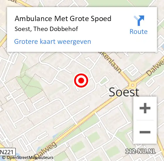 Locatie op kaart van de 112 melding: Ambulance Met Grote Spoed Naar Soest, Theo Dobbehof op 16 december 2017 07:34