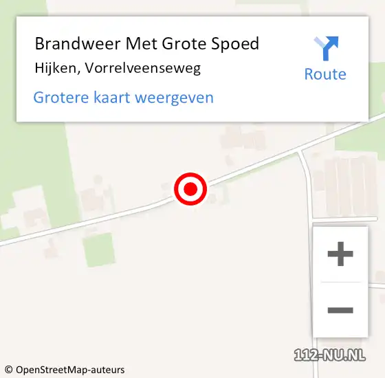 Locatie op kaart van de 112 melding: Brandweer Met Grote Spoed Naar Hijken, Vorrelveenseweg op 16 december 2017 07:51