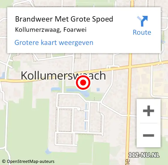 Locatie op kaart van de 112 melding: Brandweer Met Grote Spoed Naar Kollumerzwaag, Foarwei op 16 december 2017 08:07