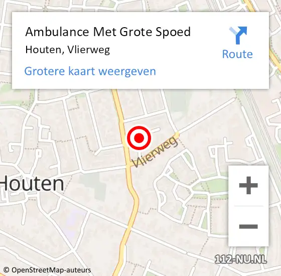 Locatie op kaart van de 112 melding: Ambulance Met Grote Spoed Naar Houten, Vlierweg op 16 december 2017 08:26