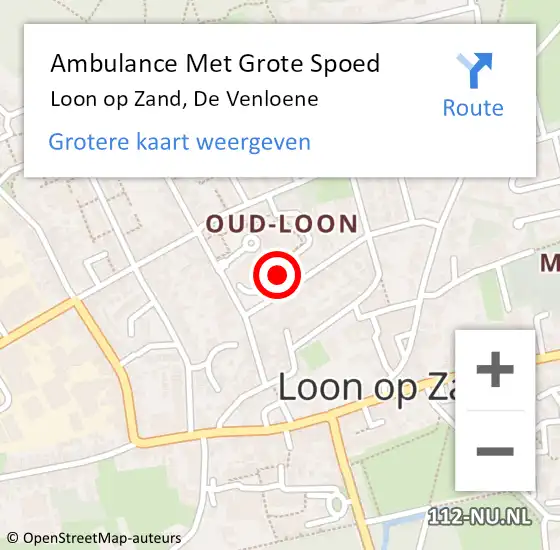 Locatie op kaart van de 112 melding: Ambulance Met Grote Spoed Naar Loon op Zand, De Venloene op 16 december 2017 08:41