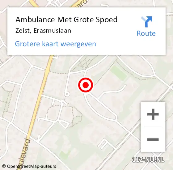 Locatie op kaart van de 112 melding: Ambulance Met Grote Spoed Naar Zeist, Erasmuslaan op 16 december 2017 08:52