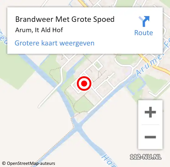 Locatie op kaart van de 112 melding: Brandweer Met Grote Spoed Naar Arum, It Ald Hof op 16 december 2017 09:04