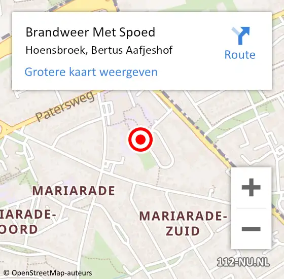 Locatie op kaart van de 112 melding: Brandweer Met Spoed Naar Hoensbroek, Bertus Aafjeshof op 16 december 2017 09:18