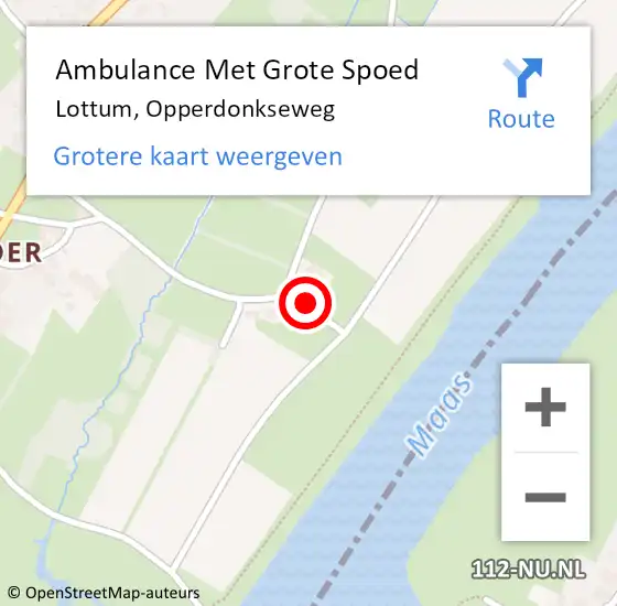 Locatie op kaart van de 112 melding: Ambulance Met Grote Spoed Naar Lottum, Opperdonkseweg op 10 februari 2014 08:18