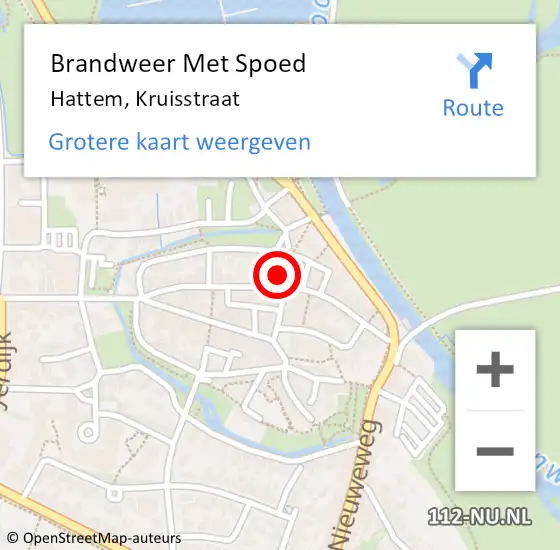 Locatie op kaart van de 112 melding: Brandweer Met Spoed Naar Hattem, Kruisstraat op 16 december 2017 09:25