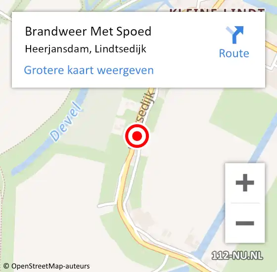 Locatie op kaart van de 112 melding: Brandweer Met Spoed Naar Heerjansdam, Lindtsedijk op 16 december 2017 09:45