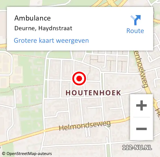 Locatie op kaart van de 112 melding: Ambulance Deurne, Haydnstraat op 16 december 2017 09:51