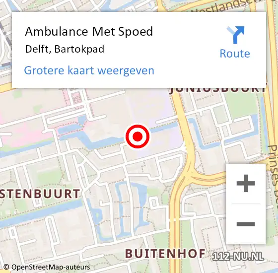 Locatie op kaart van de 112 melding: Ambulance Met Spoed Naar Delft, Bartokpad op 16 december 2017 09:55