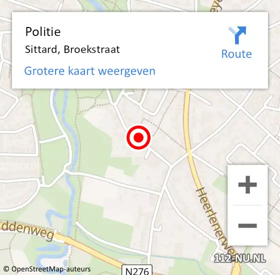 Locatie op kaart van de 112 melding: Politie Sittard, Broekstraat op 16 december 2017 10:01