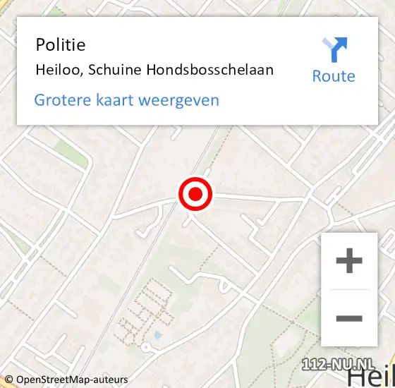 Locatie op kaart van de 112 melding: Politie Heiloo, Schuine Hondsbosschelaan op 16 december 2017 10:07