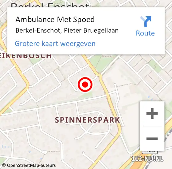 Locatie op kaart van de 112 melding: Ambulance Met Spoed Naar Berkel-Enschot, Pieter Bruegellaan op 16 december 2017 10:08