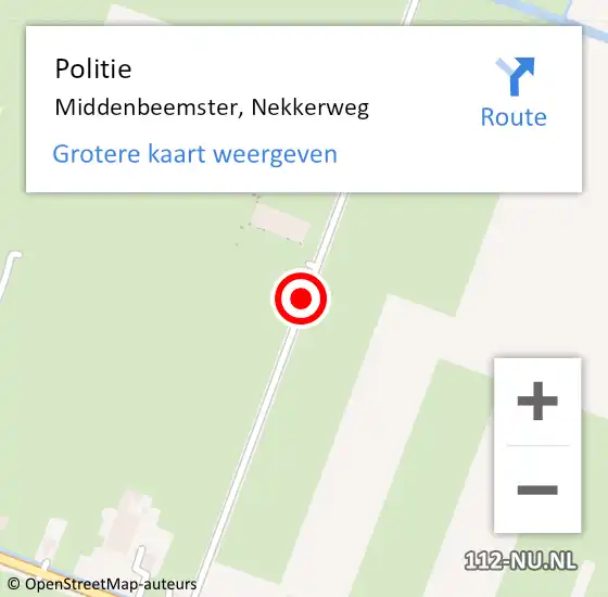 Locatie op kaart van de 112 melding: Politie Middenbeemster, Nekkerweg op 16 december 2017 10:23