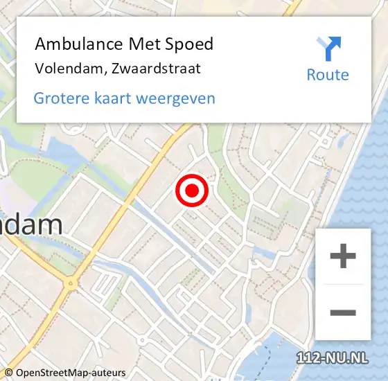 Locatie op kaart van de 112 melding: Ambulance Met Spoed Naar Volendam, Zwaardstraat op 16 december 2017 10:58