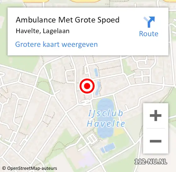 Locatie op kaart van de 112 melding: Ambulance Met Grote Spoed Naar Havelte, Lagelaan op 16 december 2017 11:42