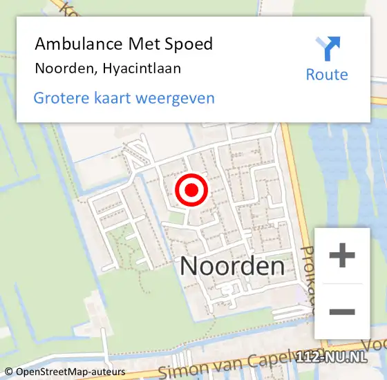 Locatie op kaart van de 112 melding: Ambulance Met Spoed Naar Noorden, Hyacintlaan op 16 december 2017 11:47