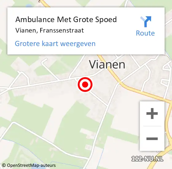 Locatie op kaart van de 112 melding: Ambulance Met Grote Spoed Naar Vianen, Franssenstraat op 16 december 2017 12:52