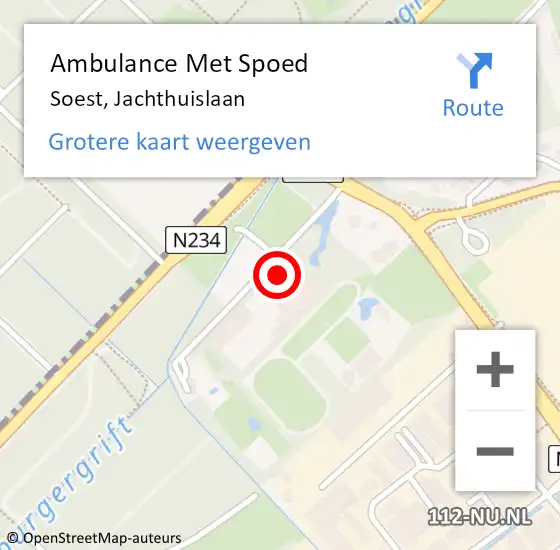 Locatie op kaart van de 112 melding: Ambulance Met Spoed Naar Soest, Jachthuislaan op 16 december 2017 13:03