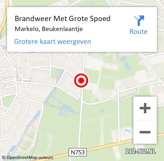 Locatie op kaart van de 112 melding: Brandweer Met Grote Spoed Naar Markelo, Beukenlaantje op 16 december 2017 13:10