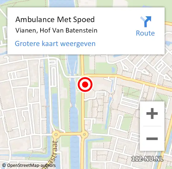 Locatie op kaart van de 112 melding: Ambulance Met Spoed Naar Tienhoven UT, Hof op 16 december 2017 13:30