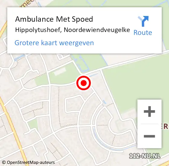 Locatie op kaart van de 112 melding: Ambulance Met Spoed Naar Hippolytushoef, Noordewiendveugelke op 22 september 2013 00:12