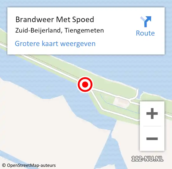 Locatie op kaart van de 112 melding: Brandweer Met Spoed Naar Zuid-Beijerland, Tiengemeten op 16 december 2017 13:45