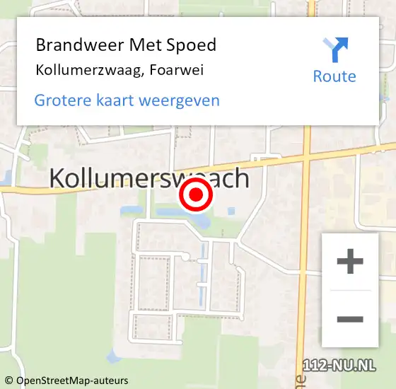 Locatie op kaart van de 112 melding: Brandweer Met Spoed Naar Kollumerzwaag, Foarwei op 16 december 2017 13:47