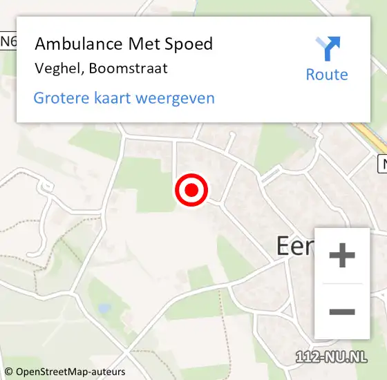 Locatie op kaart van de 112 melding: Ambulance Met Spoed Naar Veghel, Boomstraat op 16 december 2017 13:49