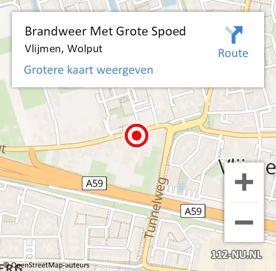 Locatie op kaart van de 112 melding: Brandweer Met Grote Spoed Naar Vlijmen, Wolput op 16 december 2017 14:13