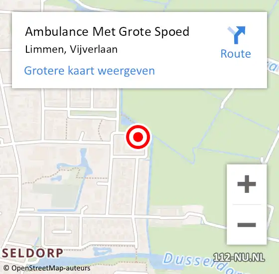 Locatie op kaart van de 112 melding: Ambulance Met Grote Spoed Naar Limmen, Vijverlaan op 16 december 2017 15:07