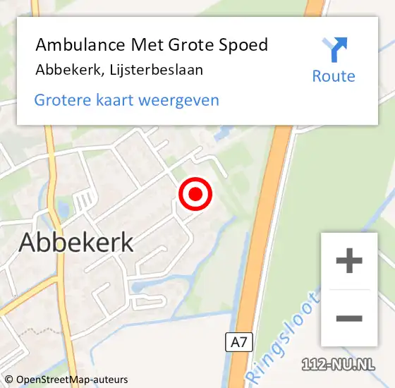 Locatie op kaart van de 112 melding: Ambulance Met Grote Spoed Naar Abbekerk, Lijsterbeslaan op 16 december 2017 15:22