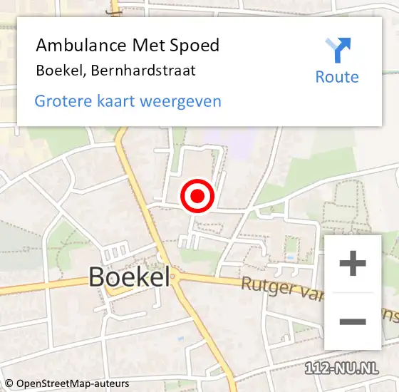 Locatie op kaart van de 112 melding: Ambulance Met Spoed Naar Boekel, Bernhardstraat op 16 december 2017 15:32