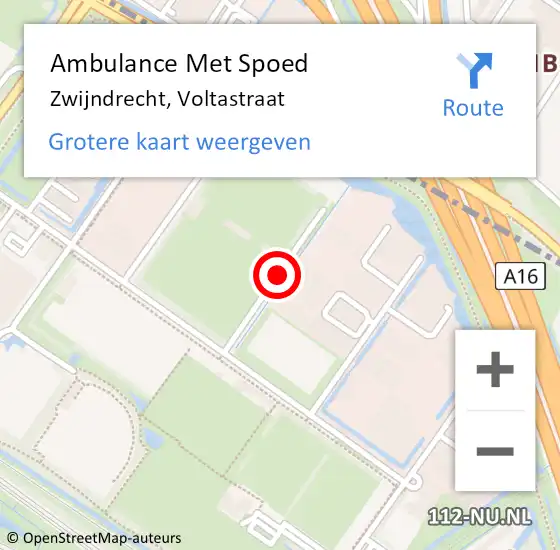 Locatie op kaart van de 112 melding: Ambulance Met Spoed Naar Zwijndrecht, Voltastraat op 16 december 2017 15:32