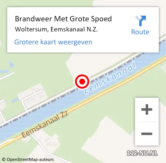 Locatie op kaart van de 112 melding: Brandweer Met Grote Spoed Naar Woltersum, Eemskanaal N.Z. op 16 december 2017 15:35